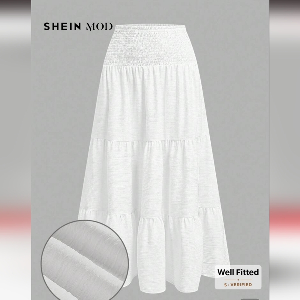 SHEIN White Maxi Tiered Skirt